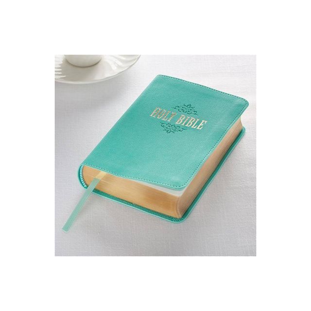 KJV Compact Large Print Lux-Leather Teal - (Leather Bound)