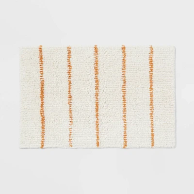 20x30 Modern Tufted Stripe Bath Rug Yellow/Cream - Threshold