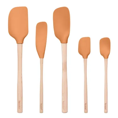 Tovolo 5pc Silicone and Wood Handle Spatula Set Apricot Orange