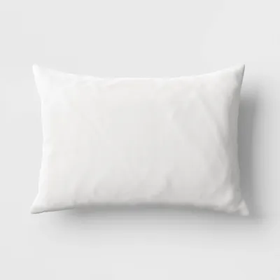 Feather Filled Lumbar Throw Pillow White - Threshold: Cotton Shell, Reversible, Indoor Use, 18x12