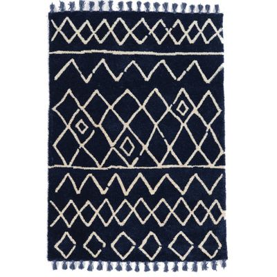 5x7 Marrakech Zag Rug Blue/Ivory - Linon: Contemporary Zig Zag Pattern, Medium Pile, Handmade, Indoor Use