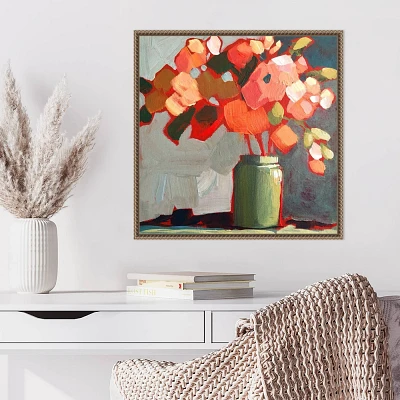 Amanti Art 22x22 Happy Flowers by Sue Riger Framed Canvas Wall Art Print