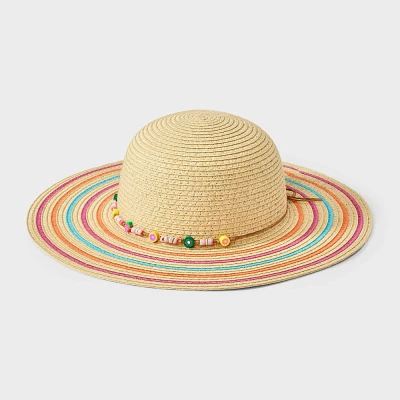 Girl Paper Straw with Fruit Bead Floppy Sun Hat - Cat & Jack