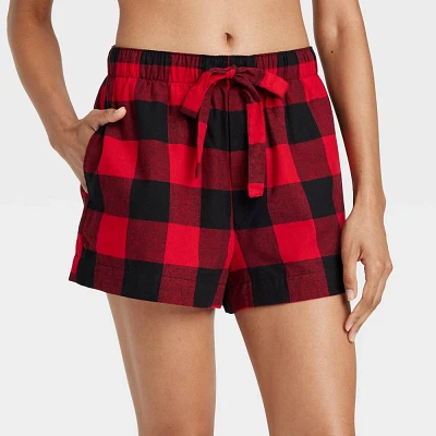 Women Buffalo Check Flannel Pajama Short