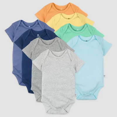 Honest Baby Boys 8pk Rainbow Organic Cotton Short Sleeve Bodysuit