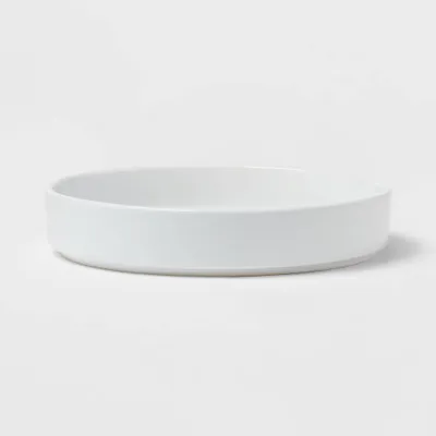 40oz Stoneware Stella Dinner Bowl White - Threshold: Round Pasta & Salad Bowl, Dishwasher & Microwave Safe