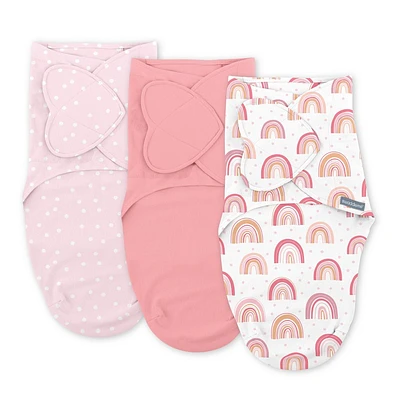 SwaddleMe by Ingenuity Monogram Collection Swaddle Wrap, for Ages 0-3 Months - Rainbow - 3pk