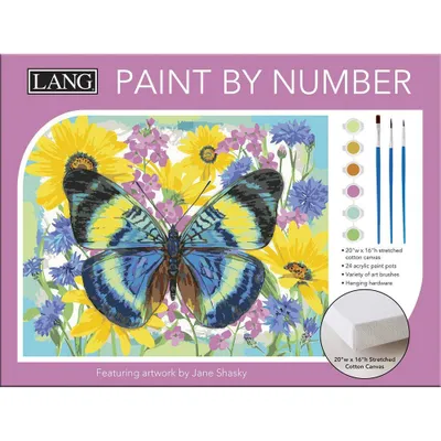 LANG 28pc Butterflies Paint By Number Kit: Painting Kit for Kids, Gifts for 10 Year Olds, Non-Toxic, Includes Brushes & Paints