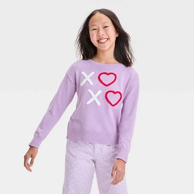 Girls XO Valentines Day Pullover Sweater