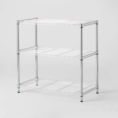 3 Tier Wide Wire Shelving Chrome - Brightroom