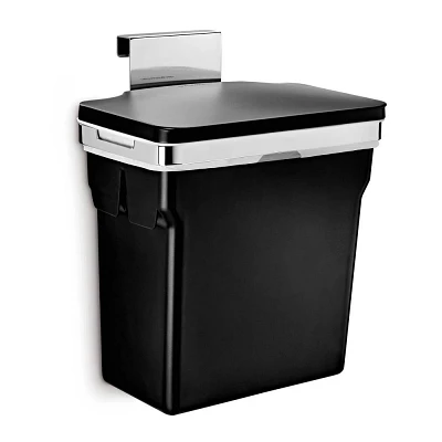 simplehuman 10L In-Cabinet Hanging Kitchen Trash Can Black Plastic: Under Sink Trash Can, Stainless Steel, 2.6 Gallon Capacity