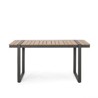 Cibola Outdoor Aluminum Rectangle Dining Table - Natural/Gray - Christopher Knight Home: UV & Water-Resistant, Seats 4