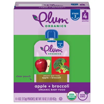 Plum Organics Baby Food Stage 2 - Apple Broccoli - 4oz