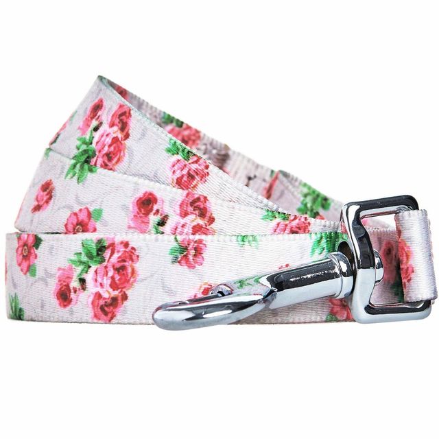 Blueberry Pet Durable cent Inspired Rose Blossom Floral Print Dog Leash -  - Gray