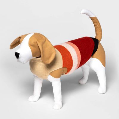 Fuzzy Stripe Dog Sweater - Deep Orange and Burgundy -  - Boots & Barkley