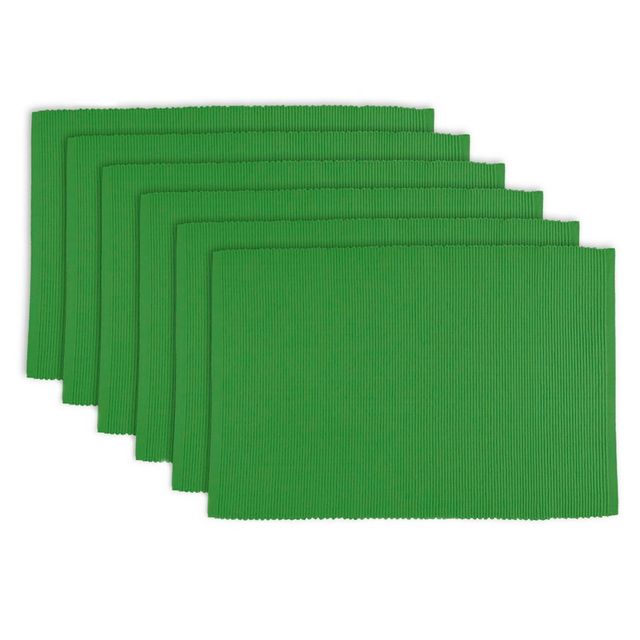 Green Sage Placemats (Set Of 6) - Design Imports: Cotton Rectangular Table Mats, Machine Washable