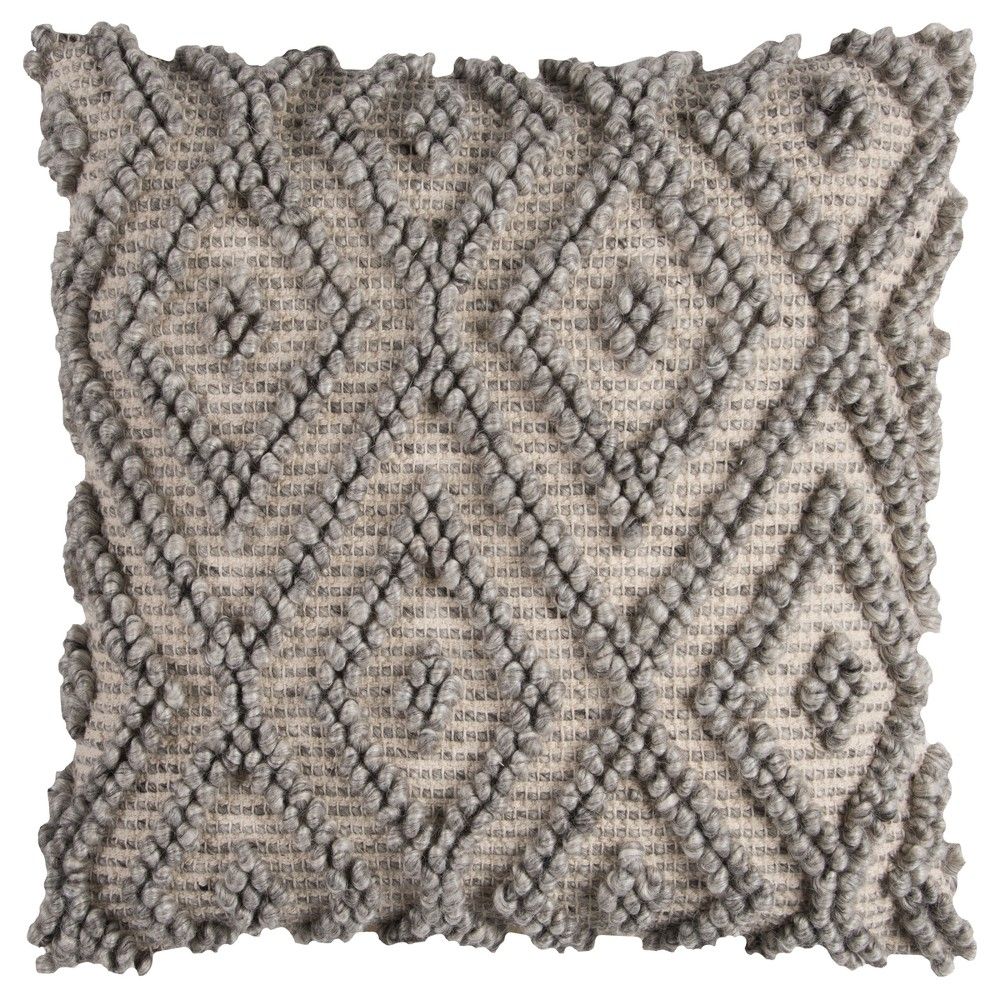 20x20 Geometric Throw Pillow Natural/Gray - Rizzy Home: Cotton Canvas, Indoor Decorative Pillow, Zippered