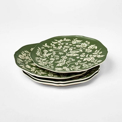 8.5 4pk Melamine Floral Salad Plates Green - Threshold designed with Studio McGee