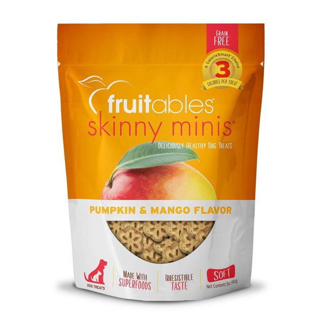 Fruitables Skinny Minis Pumpkin and Mango Flavor Healthy Low Calorie Dog Treats - 5oz