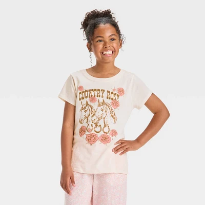 Girls Horse Short Sleeve Graphic T-Shirt