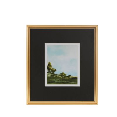 Across The Plains Framed Glass Wall Art Double Mat - Martha Stewart: Serene Landscape, Urban Collection