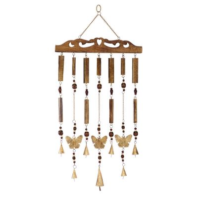 Coastal Wood Butterfly Windchime Brown - Olivia & May: Enchanting Melody, Indoor Decor, Easy Hang