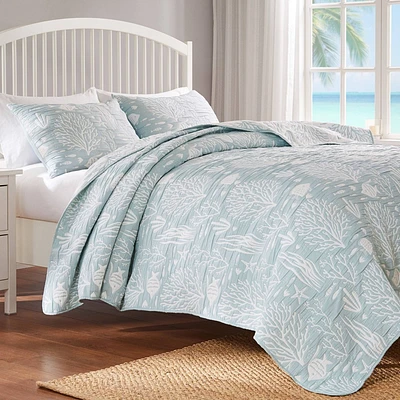 Greenland Home Fashions 2pc Twin/Twin Extra Long Marina Coastal Jacquard Coverlet: Polyester Bedding Set with Shams