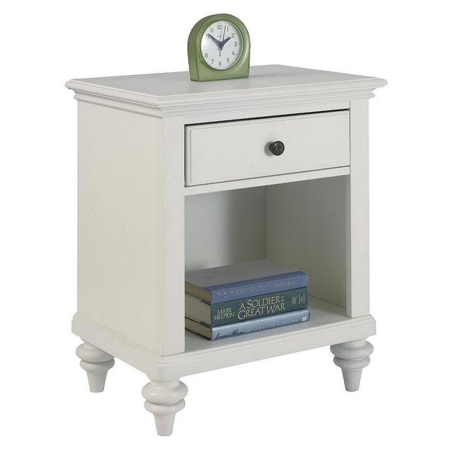 Home Styles Home Bermuda Nightstand White/Espresso: Mahogany Frame, Brass Hardware, Storage Shelf