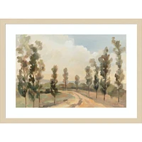 Amanti Art 25x19 Poplar Trees by The Road by Silvia Vassileva Wood Framed Wall Art Print: Modern Decor, Lithograph, Hardwood Frame