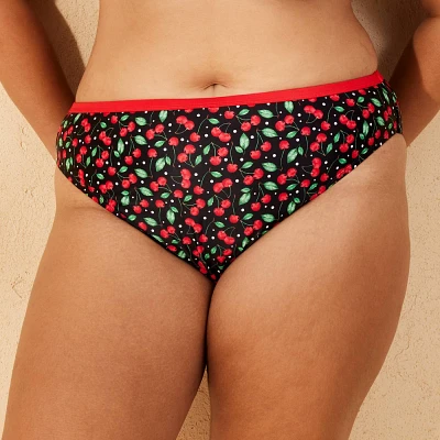 Womens Mid-Rise High Leg Cheeky Bikini Bottom