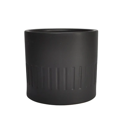 Sagebrook Home Planter with Ridges Ceramic Indoor Outdoor Pot Black 12x12: Rust-Resistant, No Drainage Hole