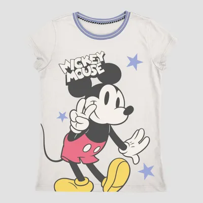 Girls Mickey Mouse Ringer Short Sleeve Graphic T-Shirt