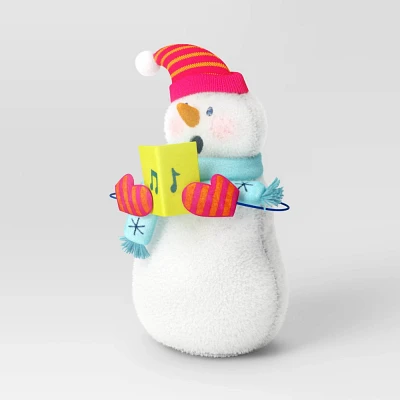 Fabric Christmas Caroling Snowman Figurine - Wondershop White