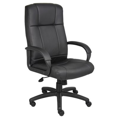 Caressoft Executive High Back Chair Black - Boss Office Products: Pneumatic Lift, Lumbar Support, 5 Casters