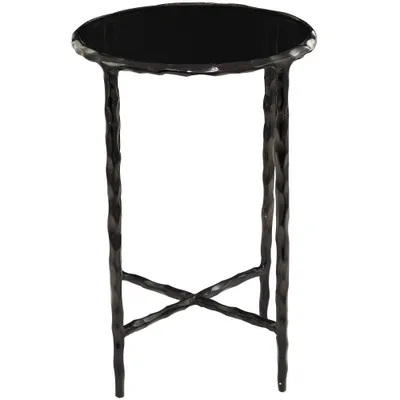 Modern Metal and Smoke Glass Accent Table - Olivia & May