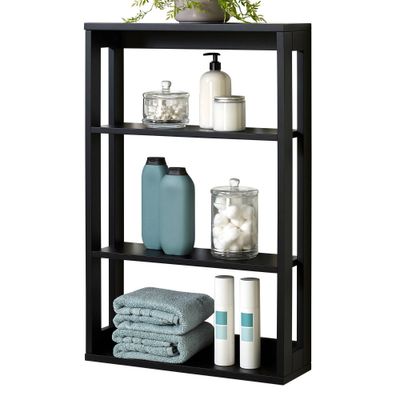 Wooden Wall Shelf Matte Black - Zenna Home: 4-Tier Storage, Wood Frame, Wall-Mounted Cabinet