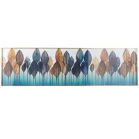 Porcelain Leaf Framed Wall Art with Gold Aluminum Frame Blue - CosmoLiving by Cosmopolitan