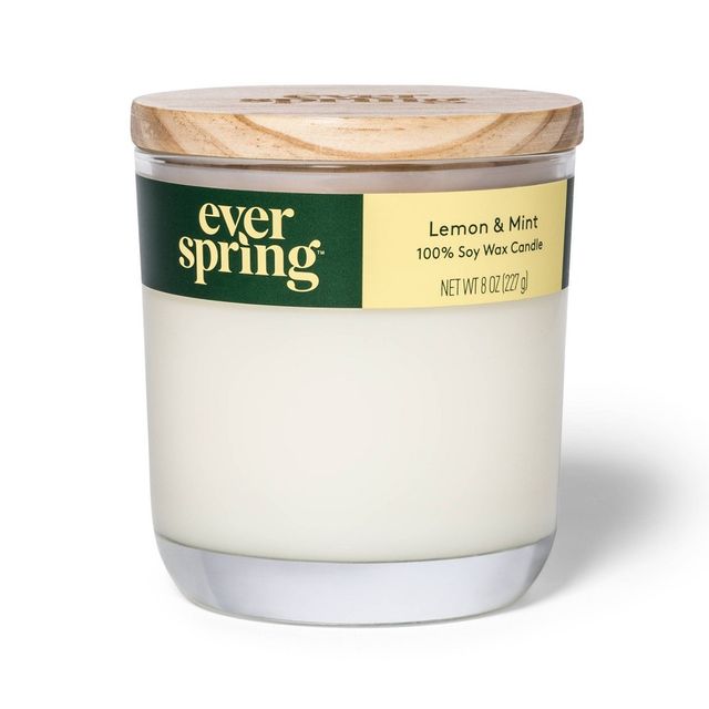 2-Wick Lemon & Mint 100% Soy Wax Candle - 8oz - Everspring