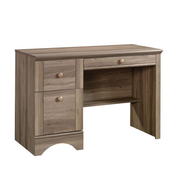 Harbor View Computer Desk Salt Oak - Sauder: Home Office Furniture with Keyboard Shelf, Easy-Glide Drawers