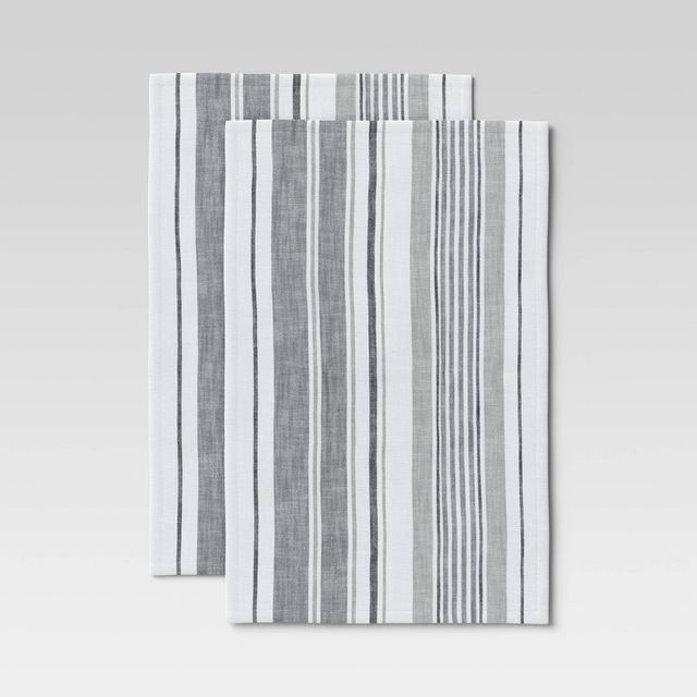Threshold 2pk Cotton Plain Woven Kitchen Towels Gray - Threshold