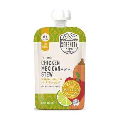 Serenity Kids World Explorer Free Range Chicken Mexican Inspired Stew with Organic Vegetables Baby Food Pouch - 3.5oz