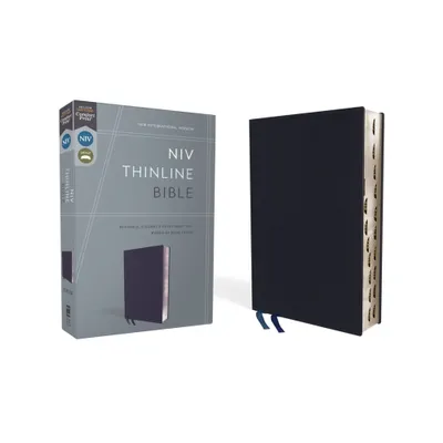 NIV, Thinline Bible, Bonded Leather, Navy, Indexed, Red Letter Edition - by Zondervan (Leather Bound)