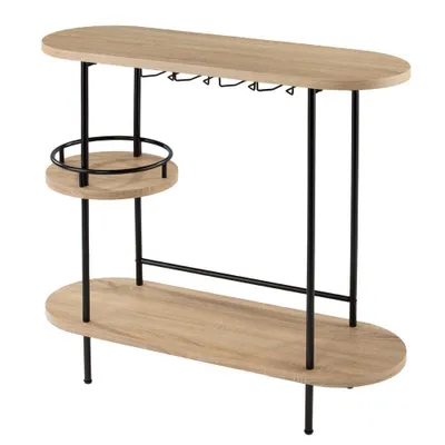 Dumare Wine/Bar Table with Glassware Storage Natural/Black Finish - Aiden Lane