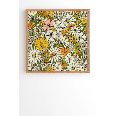 Deny Designs  Jenean Morrison Counting Flowers in the 1960s Framed Wall Poster : Modern Botanical Art, Wood Composite Frame