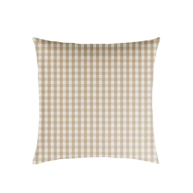 Plaid Outdoor Knife Edge Throw Pillow Beige/White