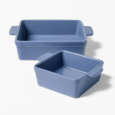 2pc Stoneware Square Baking Dish Set Blue - Figmint: Bakeware Set, Dishwasher & Oven Safe, 2qt Capacity