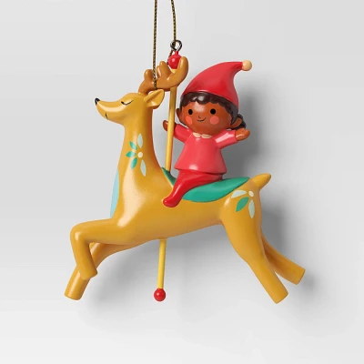 Ebony Glenn Wood Elf and Reindeer Christmas Tree Ornament - Wondershop