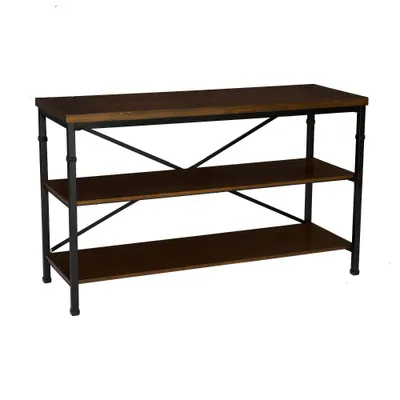 50 Austin Industrial Media Console with 3 Shelves, Metal Frame - Linon: For TVs up to 40