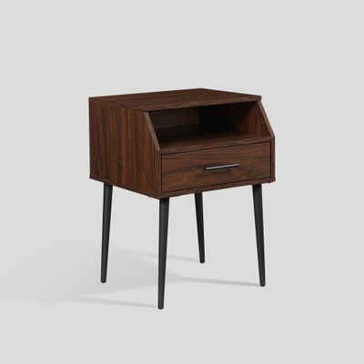 Modern 1 Drawer Angled Side Table - Home: Table