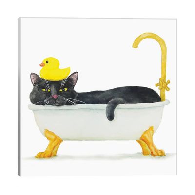 Bathing Black Cat by Alexey Dmitrievich Shmyrov Canvas Art